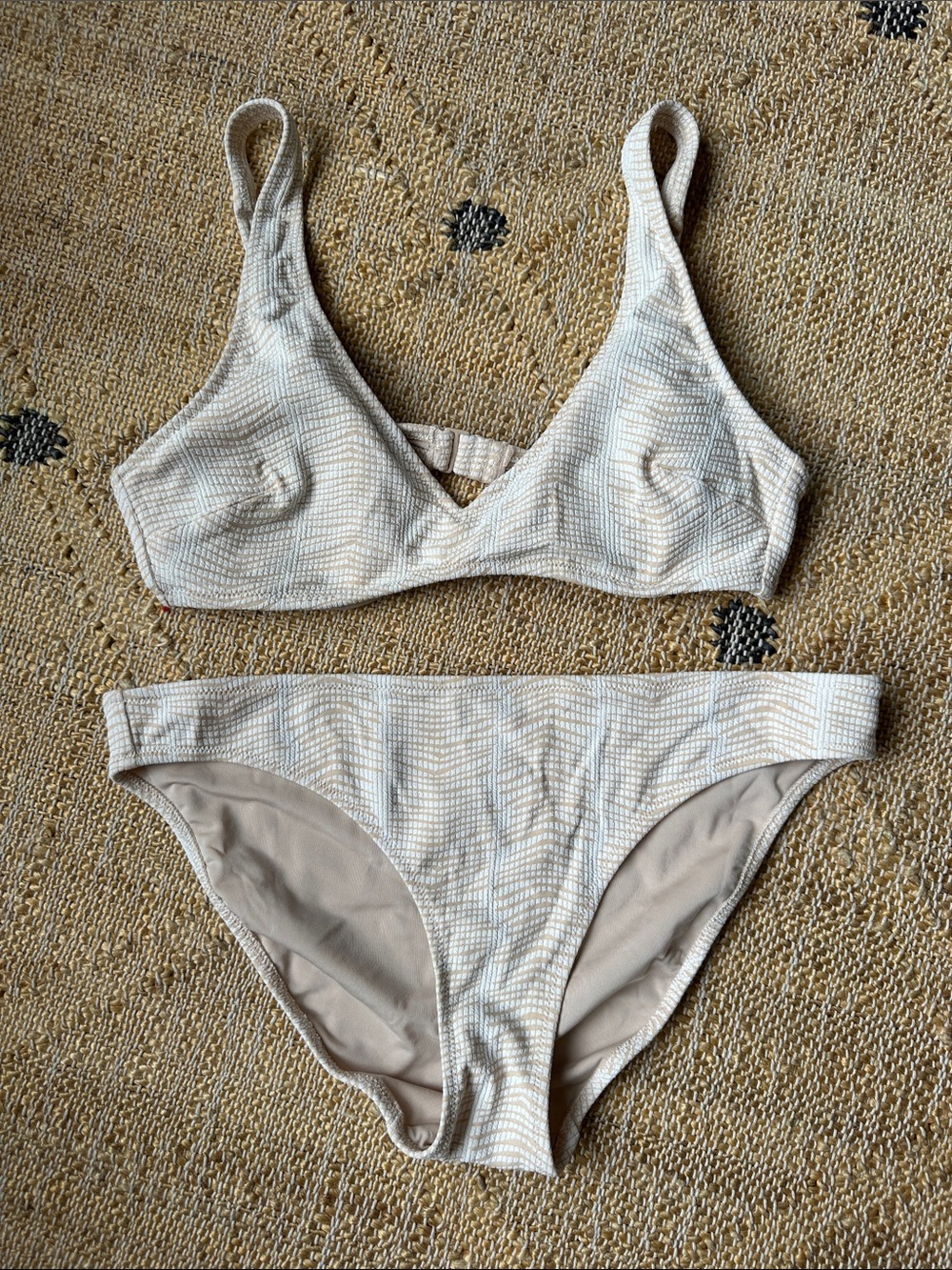 aerie Cream Textured Ribbed Bikini Set